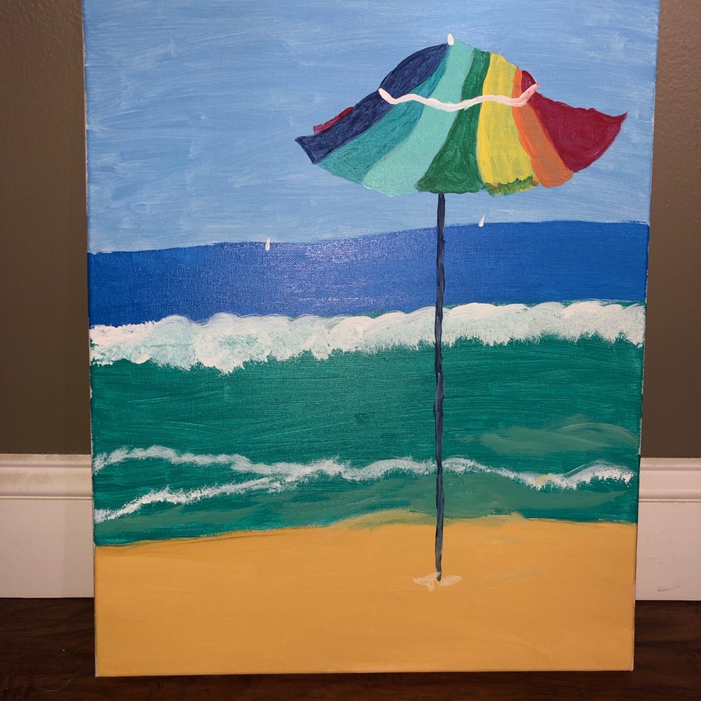 Beach Colorful Umbrella Painting